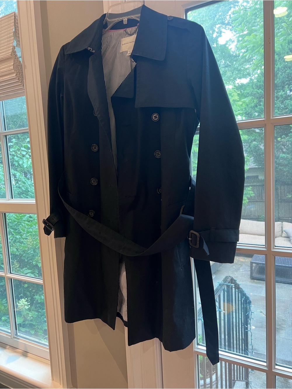 Banana Republic Classic Black Mid-length Trench Coat